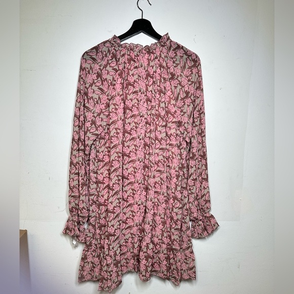 NWT Missguided Tie Neck Double Layered Smock Dress Floral - Picture 11 of 13